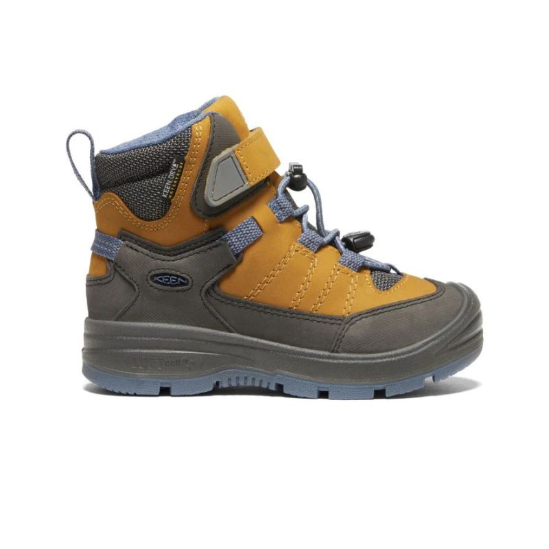 Neu Eingetroffen Keen Redwood Mid Waterproof Stiefel fur jungere Kinder-Harvest Gold/Vintage Indigo