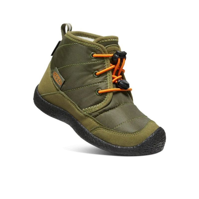 Neu Eingetroffen Keen Howser II Waterproof Chukka fur jungere Kinder-Capulet Olive/Russet Orange