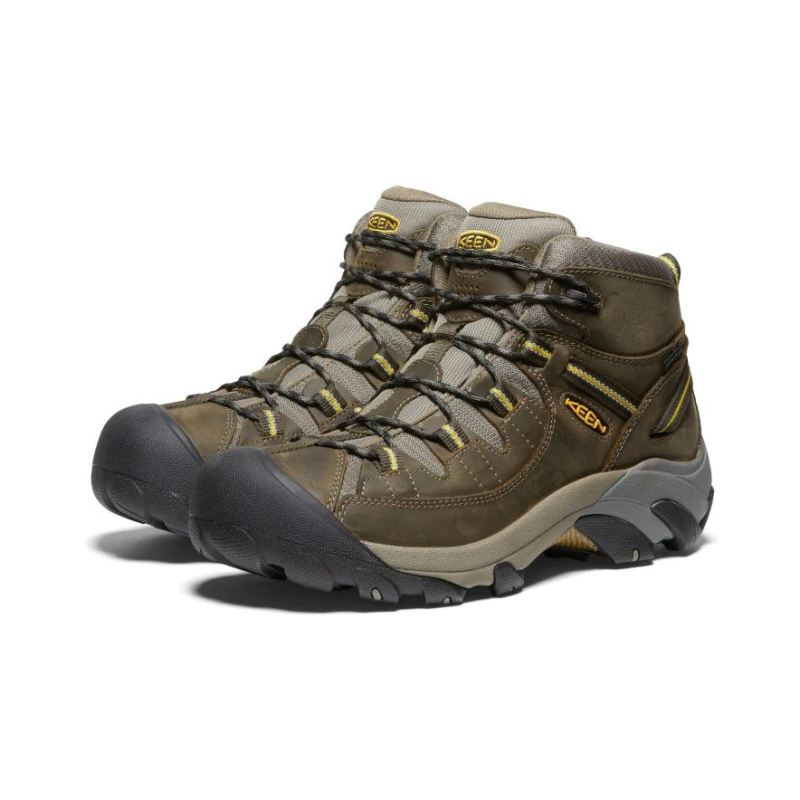Neu Eingetroffen Keen Targhee II Waterproof Mid Wanderstiefel Fur Herren-Black Olive/Yellow