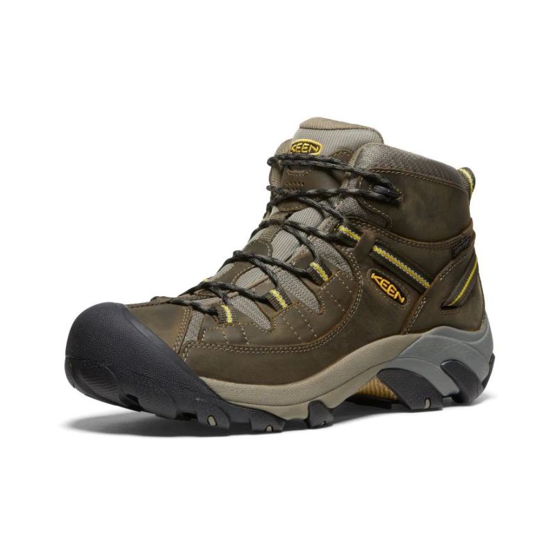 Neu Eingetroffen Keen Targhee II Waterproof Mid Wanderstiefel Fur Herren-Black Olive/Yellow