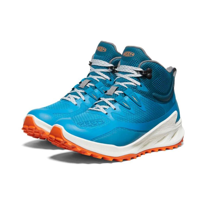 Neu Eingetroffen Keen Zionic Waterproof Wanderstiefel fur Damen-Fjord Blue/Tangerine