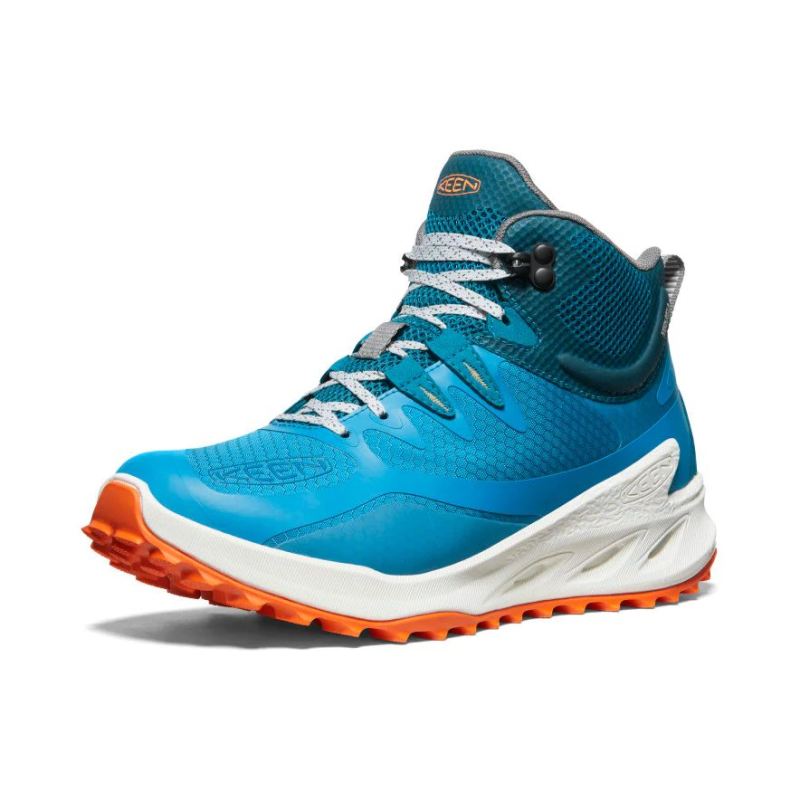 Neu Eingetroffen Keen Zionic Waterproof Wanderstiefel fur Damen-Fjord Blue/Tangerine