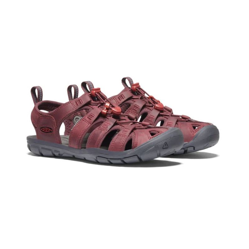 Neu Eingetroffen Keen Clearwater Leather CNX Sandale fur Damen-Wine/Red Dahlia