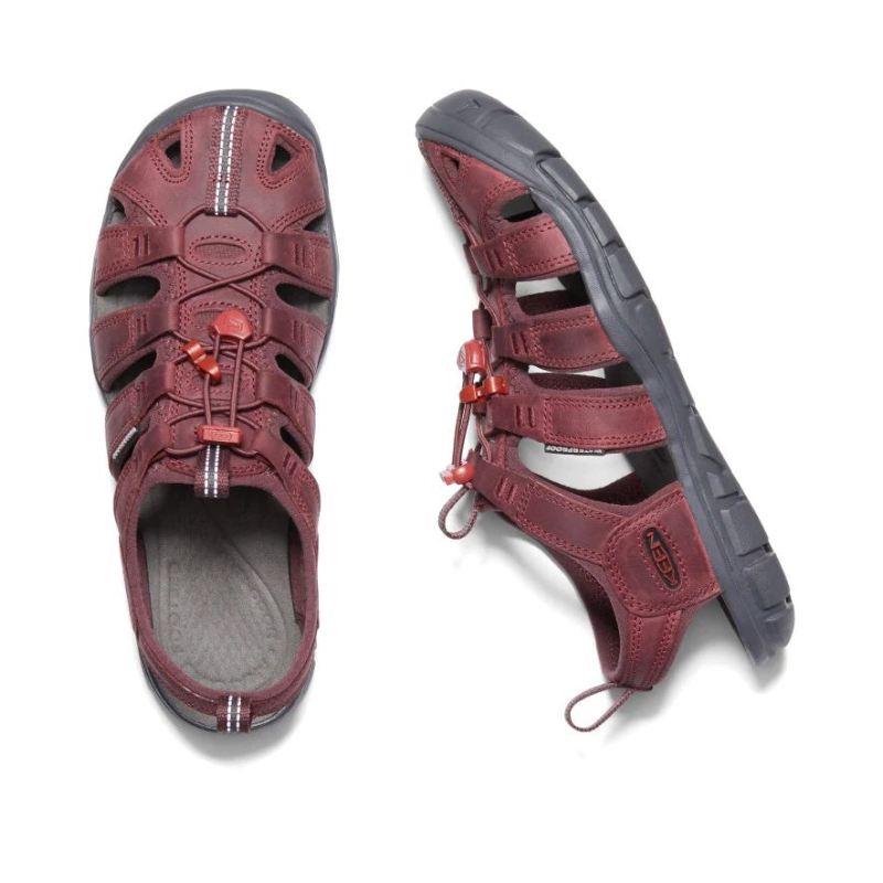 Neu Eingetroffen Keen Clearwater Leather CNX Sandale fur Damen-Wine/Red Dahlia