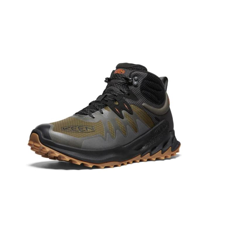 Neu Eingetroffen Keen Zionic Waterproof Wanderstiefel fur Herren-Dark Olive/Scarlet Ibis