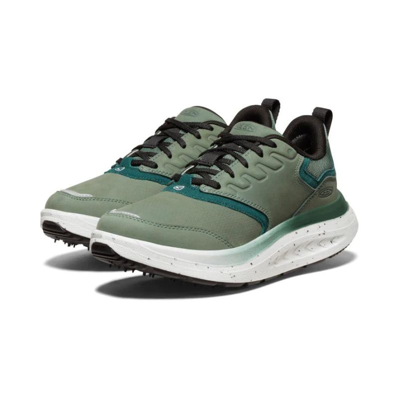 Neu Eingetroffen Keen WK400 Leder Walking Schuhe fur Damen-Dark Forest/Sea Moss