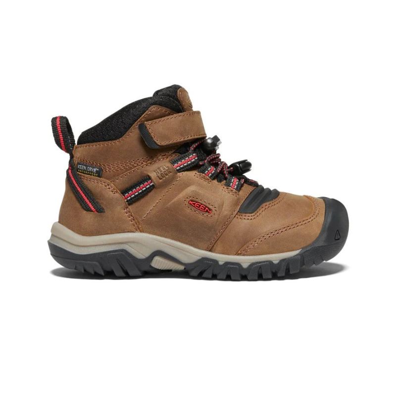 Neu Eingetroffen Keen Ridge Flex Waterproof Stiefel fur jungere Kinder-Bison/Red Carpet