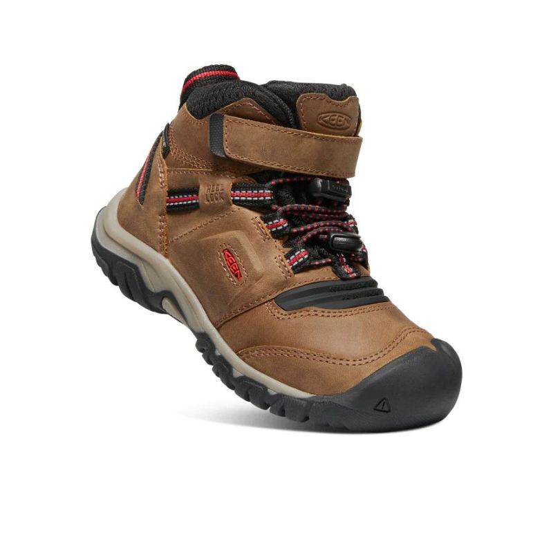 Neu Eingetroffen Keen Ridge Flex Waterproof Stiefel fur jungere Kinder-Bison/Red Carpet