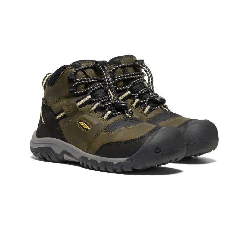 Neu Eingetroffen Keen Ridge Flex Waterproof Stiefel fur Jugendliche-Dark Olive/Dusky Citron