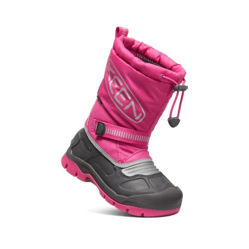 Neu Eingetroffen Keen Snow Troll Waterproof Winterstiefel fur jungere Kinder-Fuchsia Purple/Silver